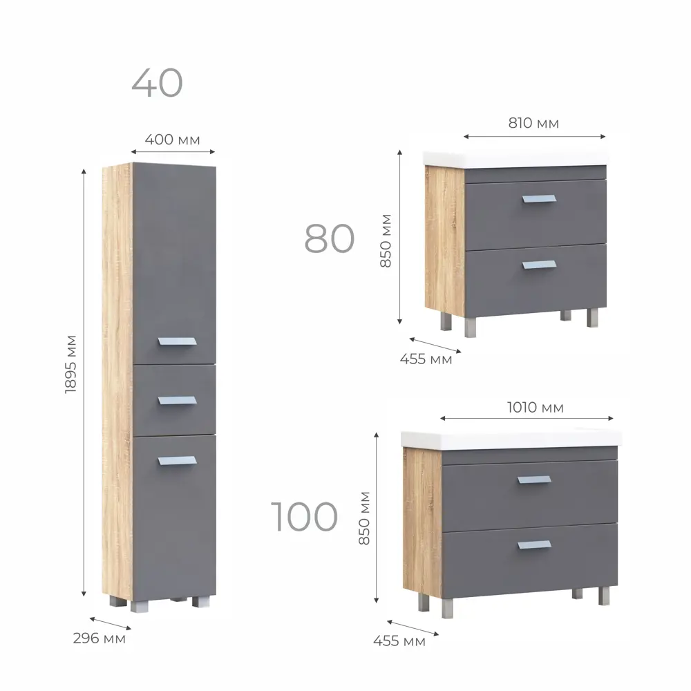 Пенал для ванной Vigo Hilton 188.9x40 см цвет графит STLM-2091675 - Вид №4