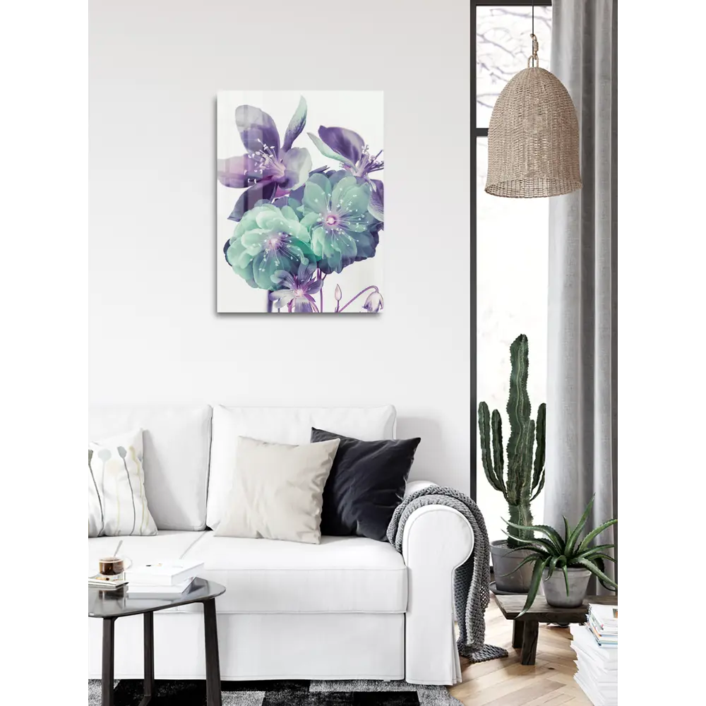 Картина на стекле "Цветы бирюза" 60x80 см 82924210 STLM-2058939 ARTABOSKO  - Вид №5