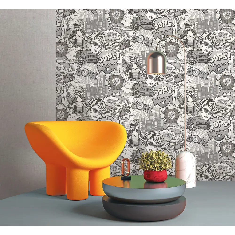 Обои флизелиновые Артекс Поп Арт серые 1.06 м 10700-02 STLM-2158297 - Вид №3