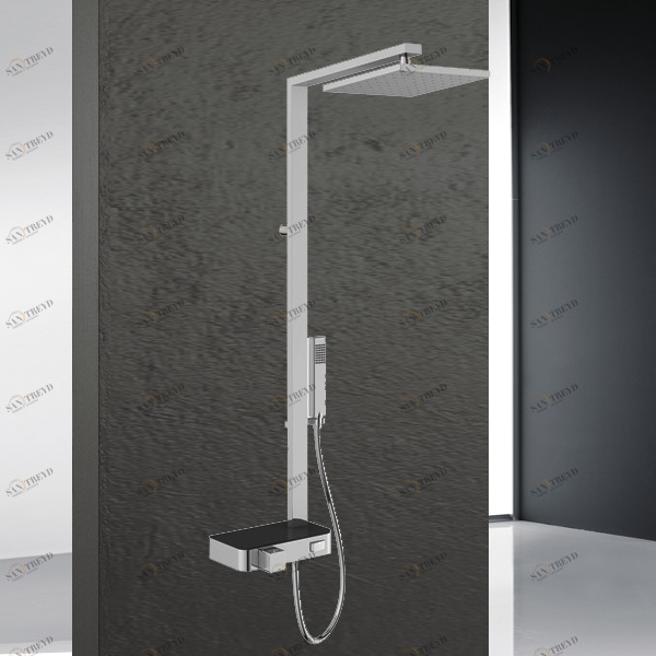 Душевая колонна термостатическая FLOW Novellini FLOW с черной полочкой FLOWTH