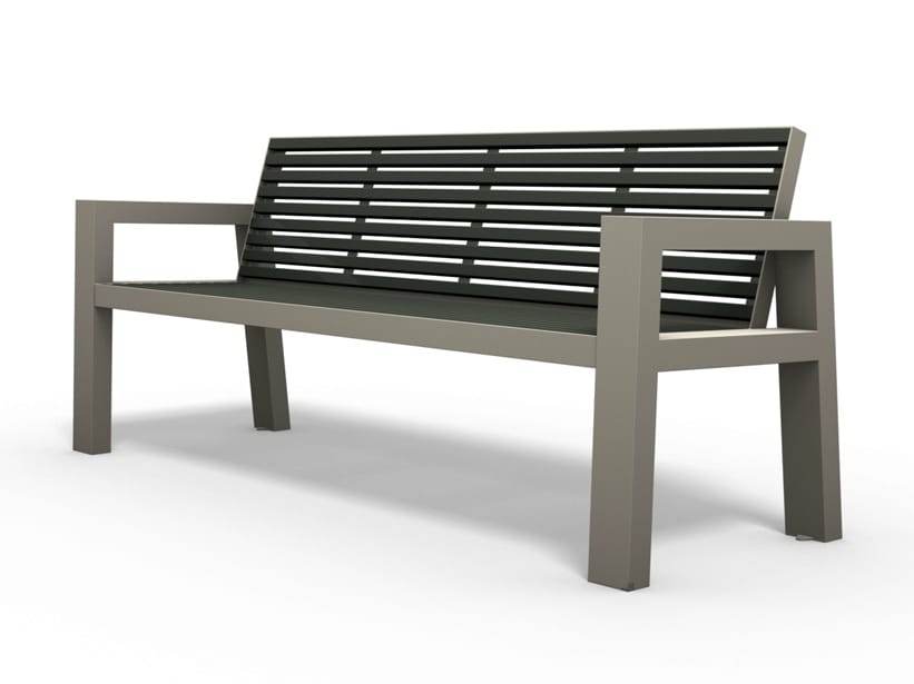 Скамейка из нержавеющей стали и ПЭТ с подлокотниками BENKERT BANKE Comfony ARCH-00130899 - Вид №1