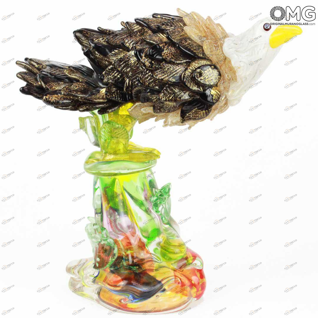 1325 ORIGINALMURANOGLASS Статуэтка - Королевский орел - муранское стекло с золотом  см 
