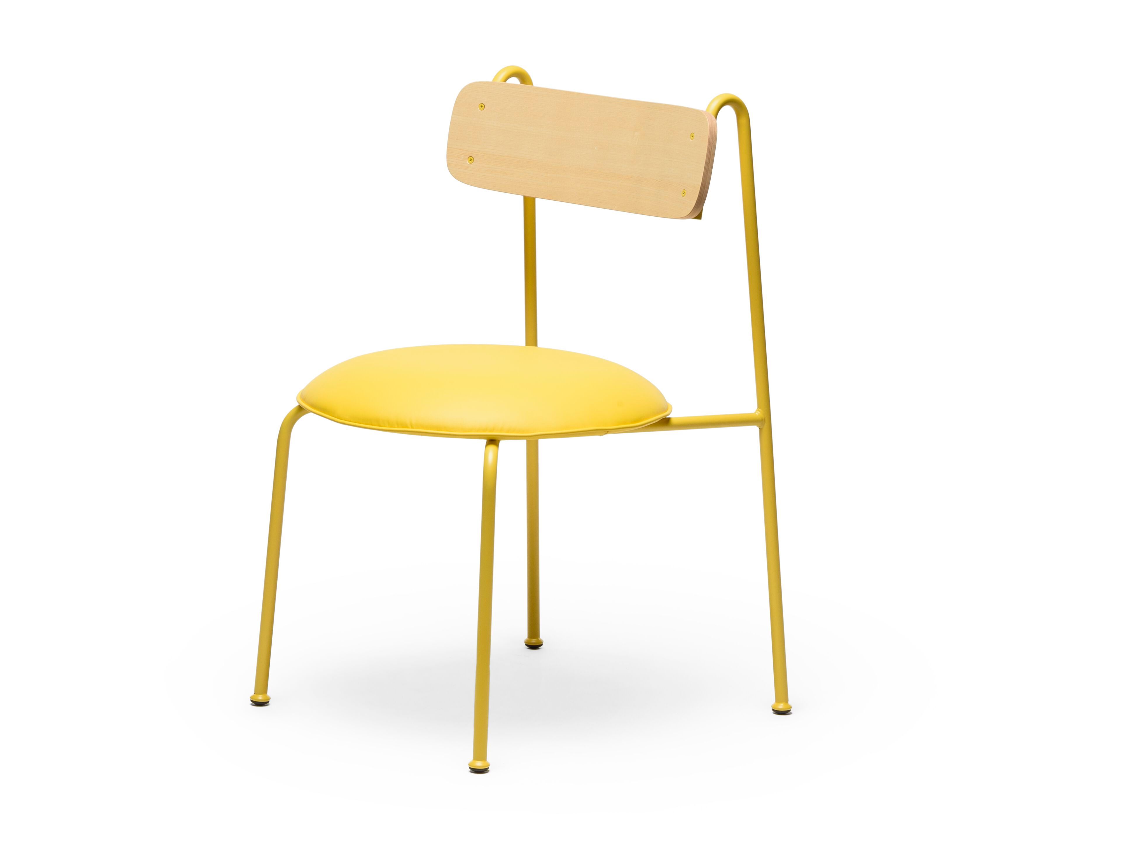 Окрашенный металлический стул со встроенной подушкой из искусственной кожи CHAIRS & MORE Lena ARCH-00091348 - Вид №8