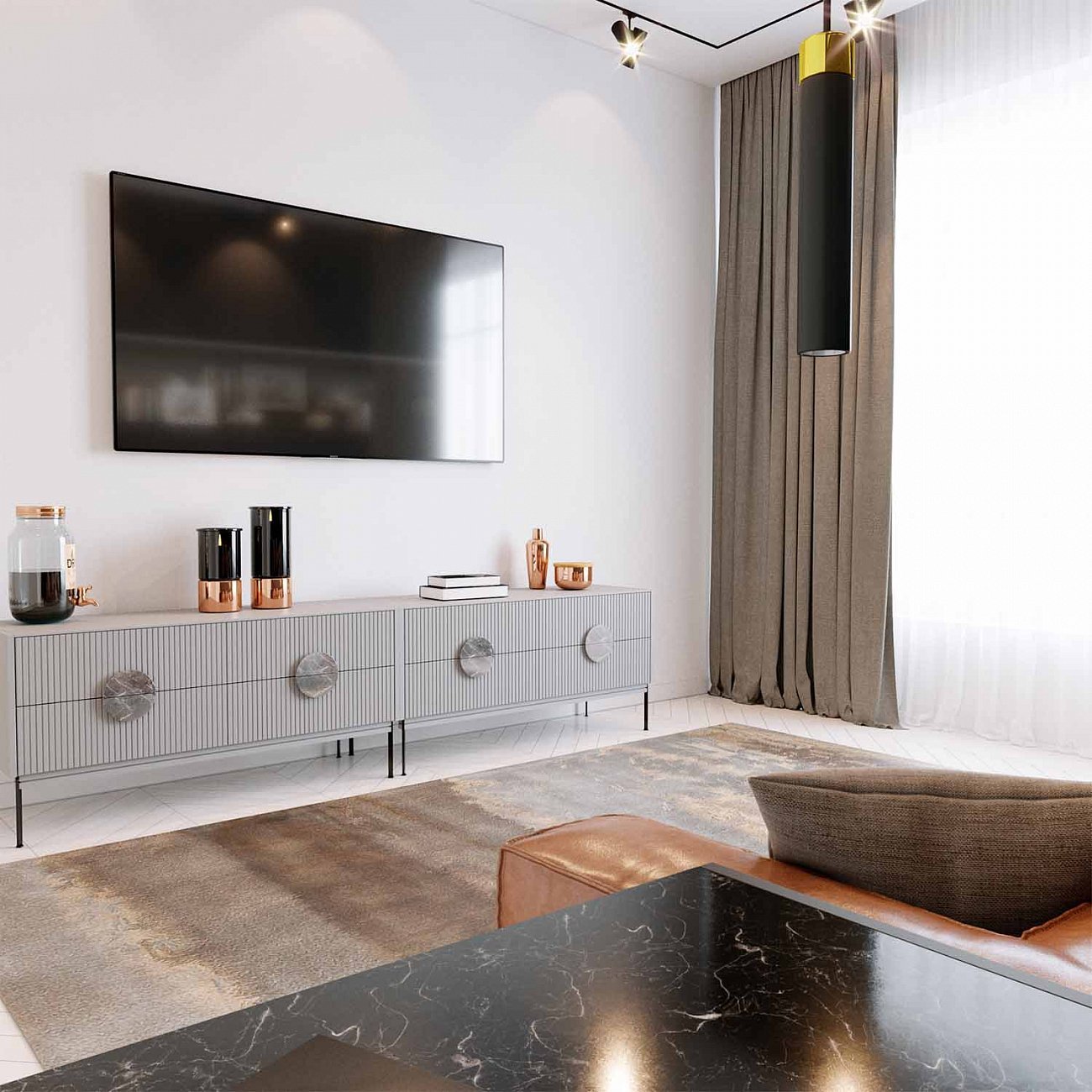 Тумба под телевизор с ящиками 61х246 см светло-серая Alto BRAGIN DESIGN LIVING 00-3862438 Серый - Вид №2