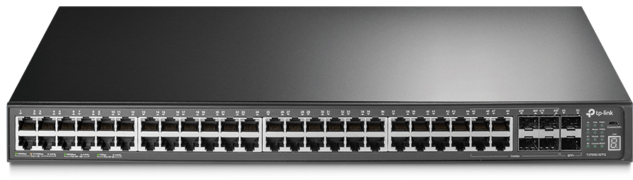 T3700G-52TQ Jetstream™ 52-port pure-gigabit l3 managed switch, 48 10/100/1000mbps rj45 ports including 4 combo gigabit sfp slots, 2 integrated 10g sfp+ slots, 2 optional 10g sfp+ slots. 1u 19-inch rack-mountable steel case? TP-Link Santreyd 