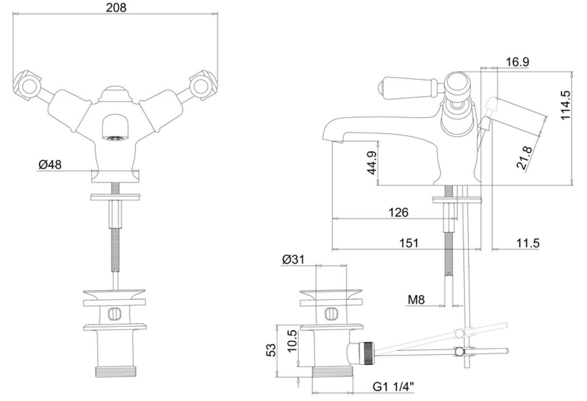 Смеситель для раковины с одним отверстием Burlington KENSINGTON ARCH-00067124 - Вид №2