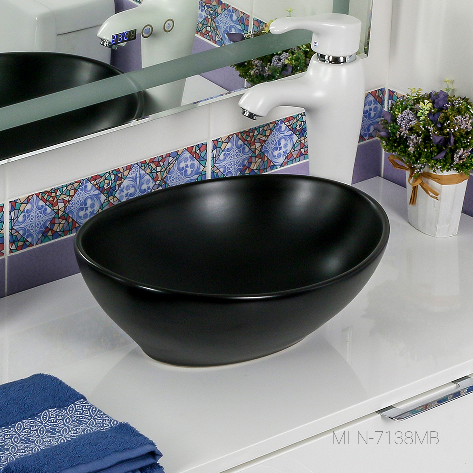 Накладная раковина melana mln-7138mb (матовая черная) 7138MB-805 - Вид №3