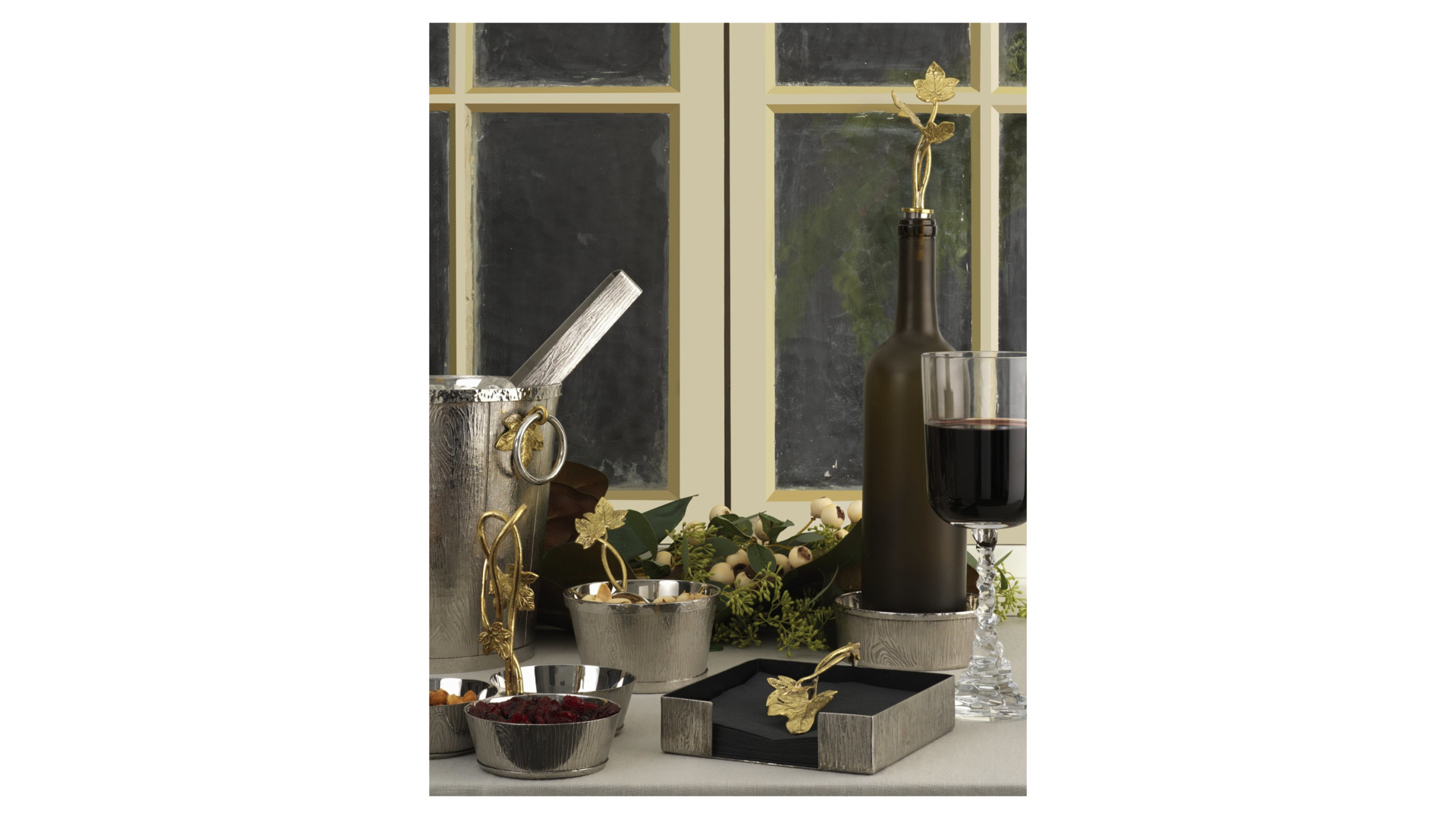 10645157 Michael Aram Подставка для салфеток Michael Aram Плющ и дуб 13см, сталь нержавеющая Сталь нержавеющая  - Вид №2