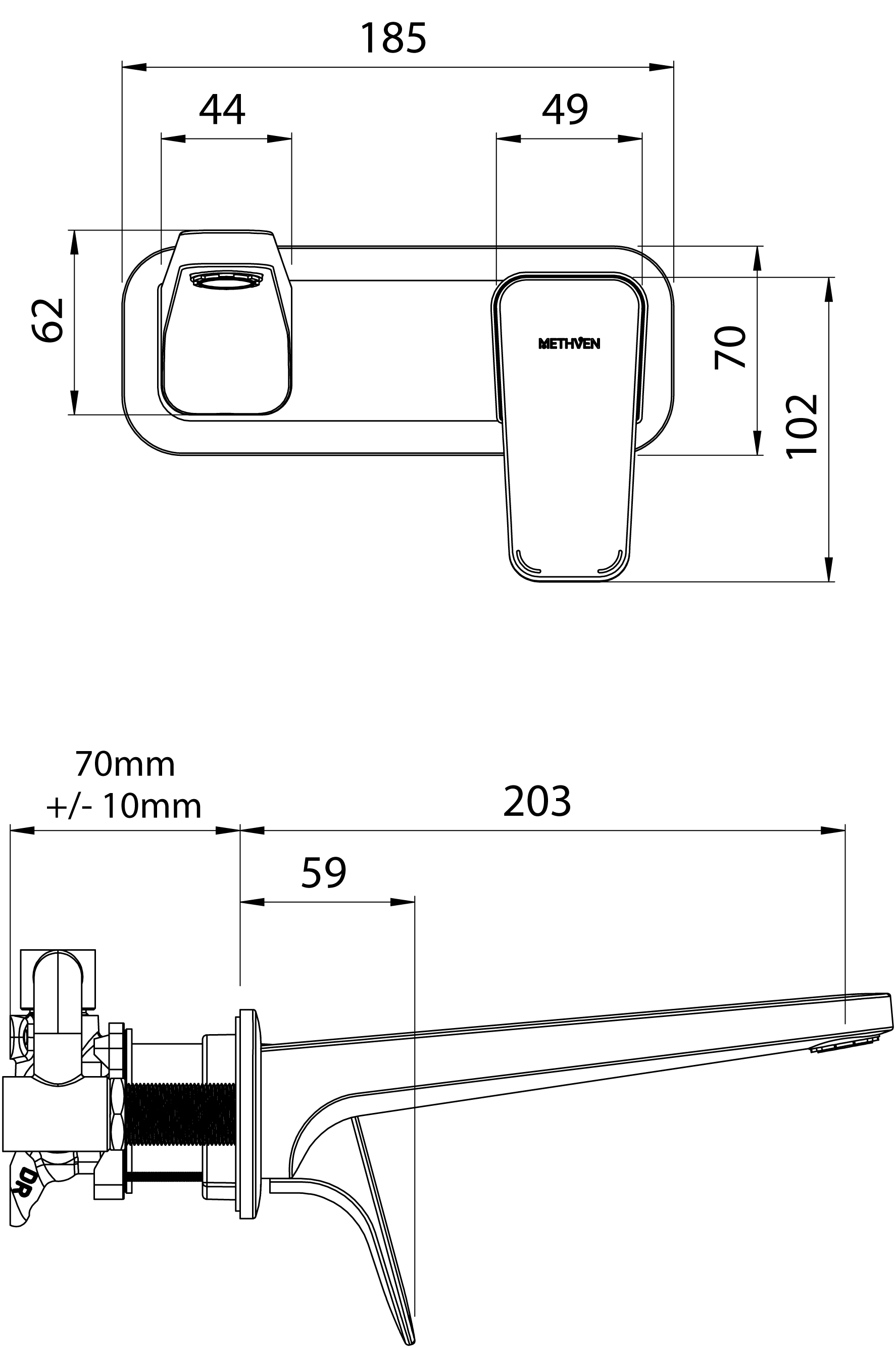 WAWSLCP Настенный однорычажный смеситель Waipori Methven Хром  - Вид №1