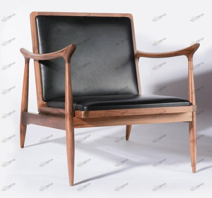 HMD INTERIORS Кресло из орехового дерева и кожи с подлокотниками sun-id-1492719