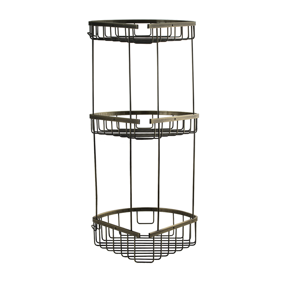 GFmark - Полочка угловая овальная тройная 22 см решетка - БРОНЗА, код: 77257  - Вид №5