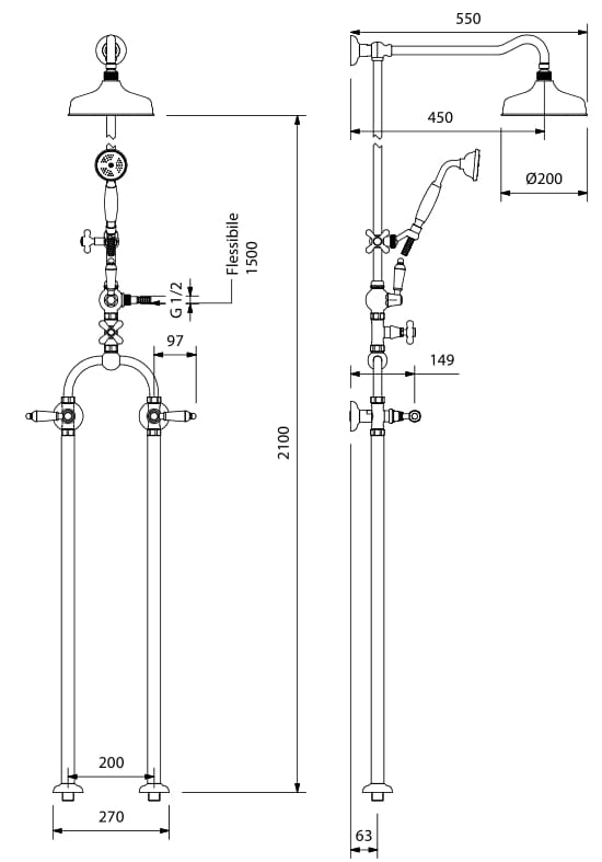 Напольная душевая колонна с переключателем с ручным душем Park Avenue Caruso ARCH-00026465 - Вид №1