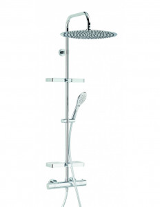 669500 000 00  Комбинация душа Opium с термостатическим клапаном, очень большая насадка для душа, полки для хранения, хром Valentin Хром