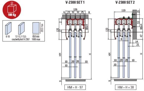 Metalglas Bonomi Комплект раздвижных дверей  V-2300  - Вид №1