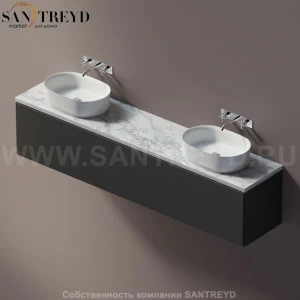 Agape ELL Столешница на тумбу с возможностью установки 1-2 раковины. Размер: длина от 240 см до 260 см. Отделка: белый мрамор AELLM2MCC2426YP