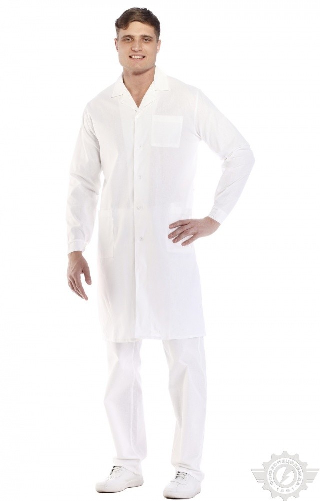 61719 Халат мужской белый  Медицинская одежда  размер 44-46/158-164 Спецодежда  - Вид №4