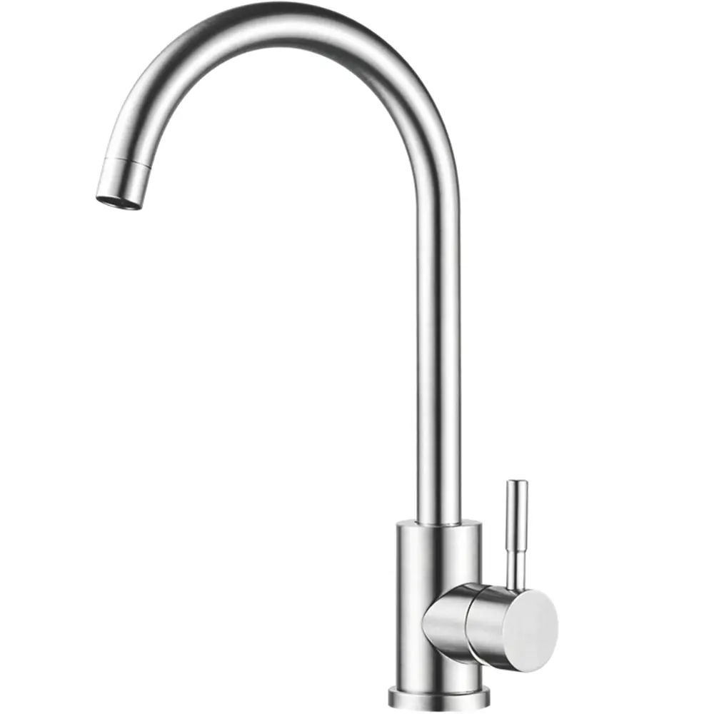 Смеситель для кухни Melana Tondo F610103 с высоким изливом цвет серебро 89115494 STLM-2073622