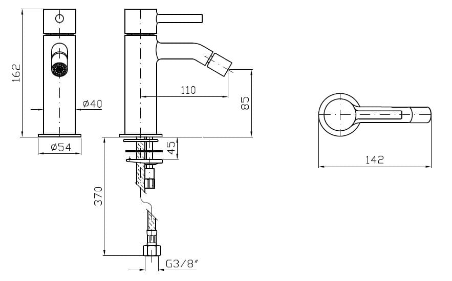 Однорычажный смеситель для биде без слива Zucchetti Pan S ARCH-00089025 - Вид №9