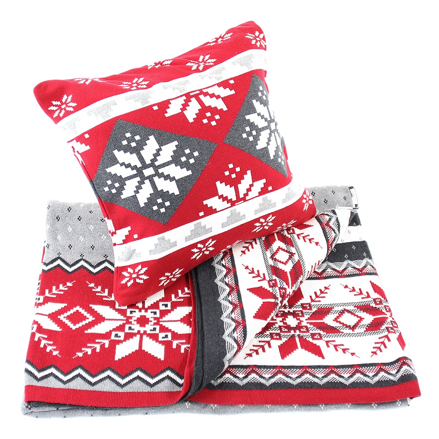 Плед с орнаментом christmas story, 130х180 см ENJOYME ДИЗАЙНЕРСКИЕ, НОВЫЙ ГОД, ОРНАМЕНТ 254886 Красный;разноцветный;серый  - Вид №3