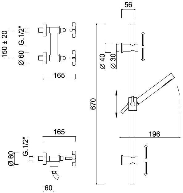 Rubinetteria Giulini Душевой набор с ручным душем G5 F7907ws - Вид №1
