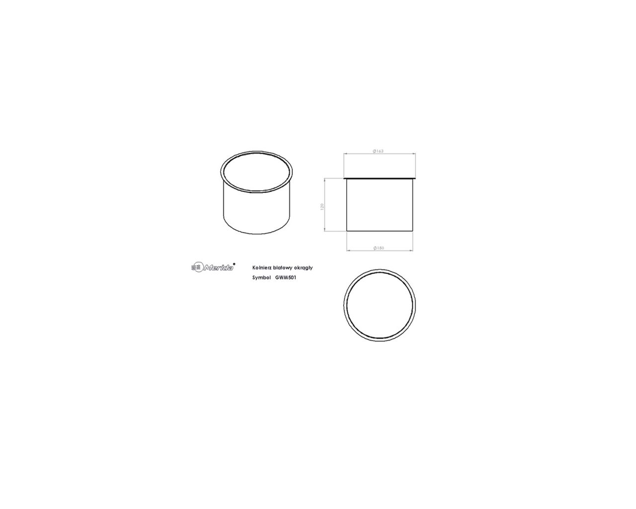 GWM501 Круглая корзина для столешницы Merida  - Вид №2