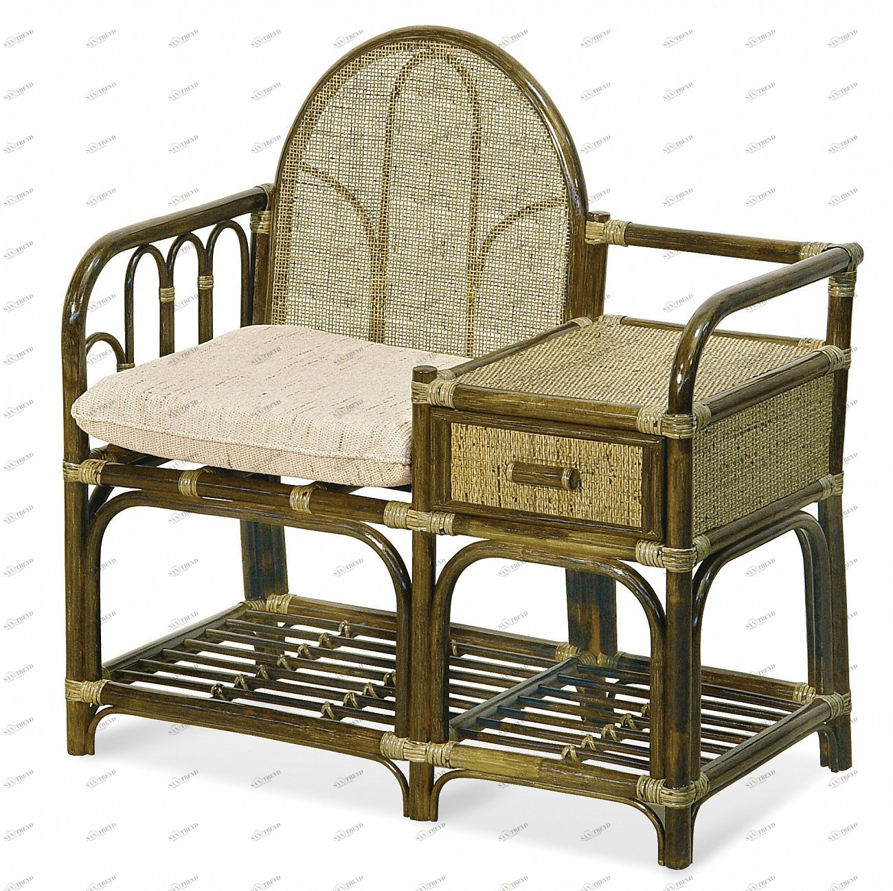 Кресло со столиком 84х85 см олива Calamus Rotan VINOTTI  00-3885369 Зеленый 