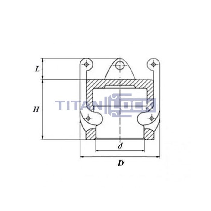Камлок нержавеющий тип DC, заглушка для ниппеля 8", AISI304, TL800DCSS TITAN LOCK  - Вид №1