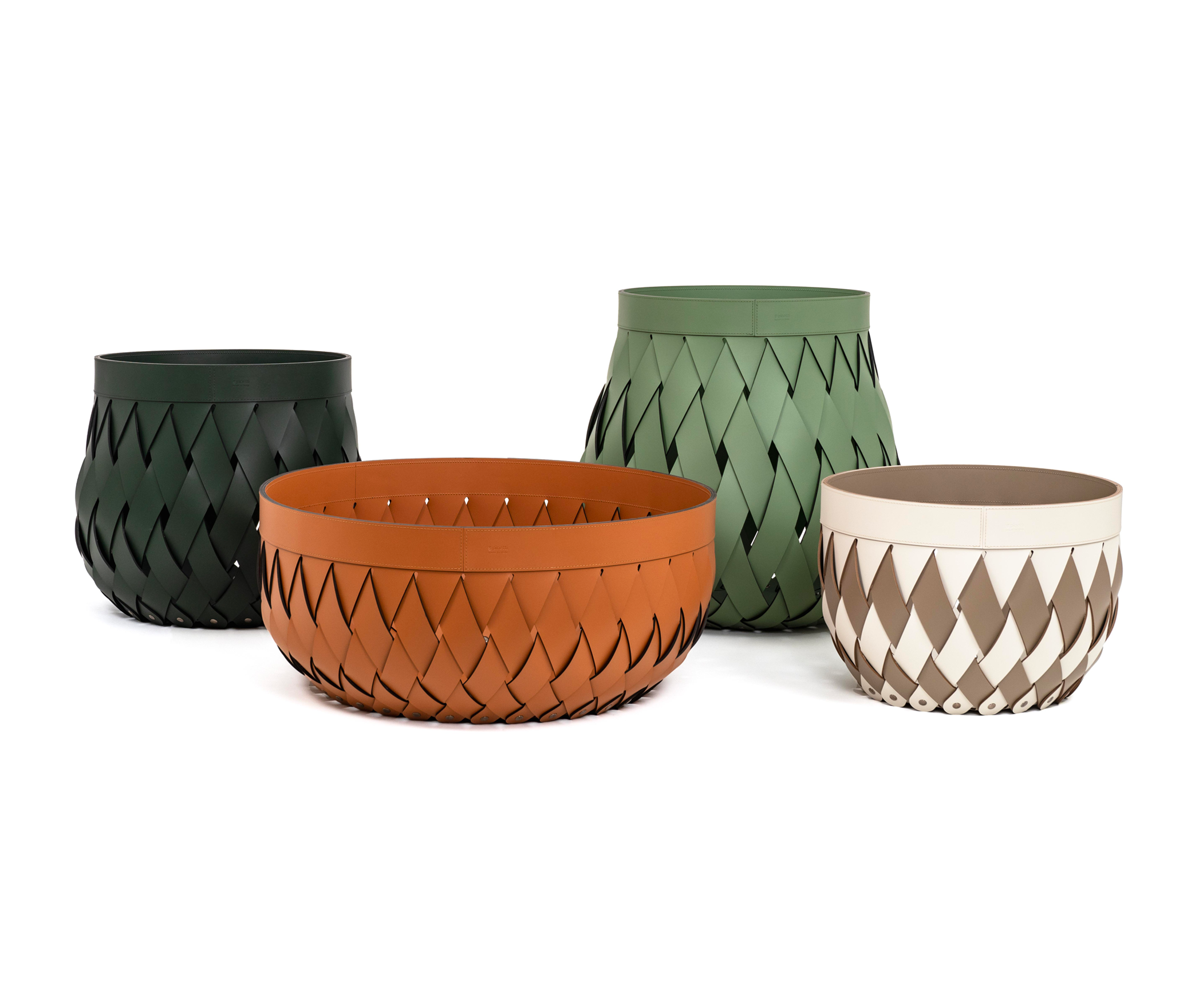 Корзина Canaria - Ø 40XH40 см / регенерированная кожа_манго Pinetti 00.1556.082.036 - Вид №2