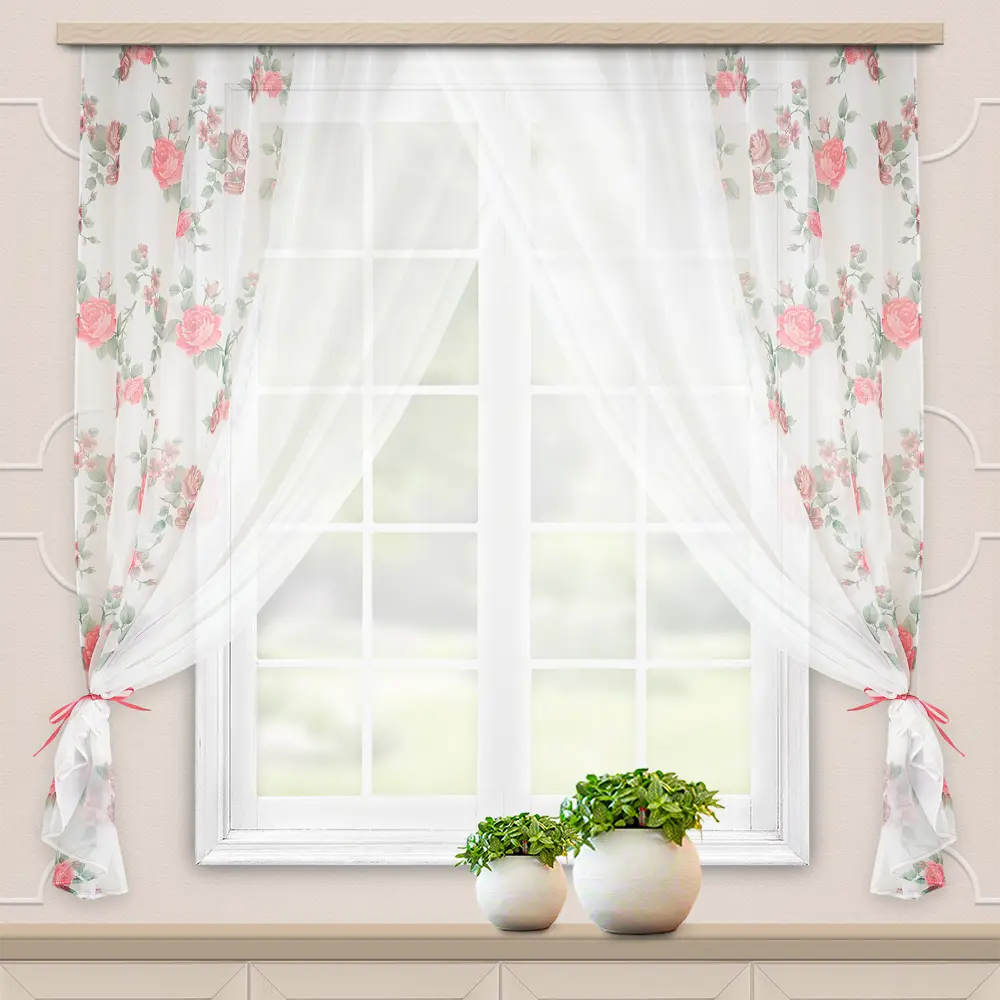 Комплект штор на ленте для кухни Акварель 280x160 см цвет красный 89080631 STLM-2087745 WITERRA  - Вид №4