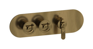 Комплект наружных частей термостата на 2 потребителей - горизонтальная овальная панель с ручками Bold WE ARE IB eua222mbnb1 Modern Bronze Aqua