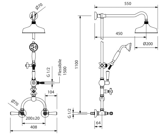 Настенная душевая колонна с ручным душем Park Avenue Astaire ARCH-00120144 - Вид №2