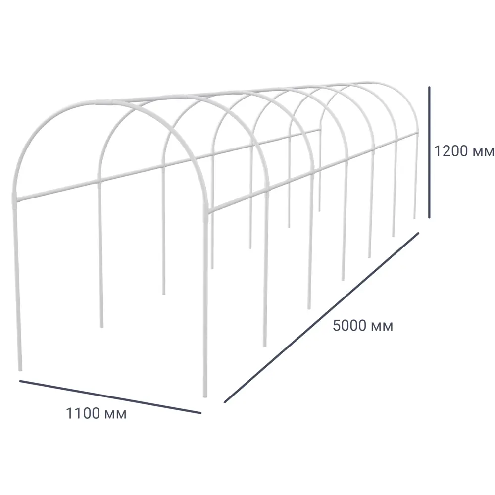 Каркас парника гофрокороб 1.1x5x1.2 м белый GARDEN SHOW STLM-2013706 - Вид №2