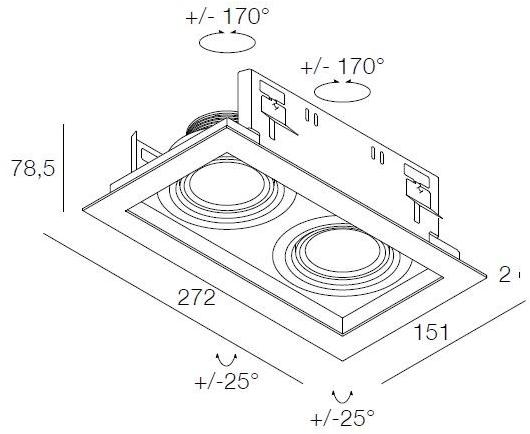 DGA Прямоугольный встраиваемый точечный светильник sun-id-1410632 - Вид №1