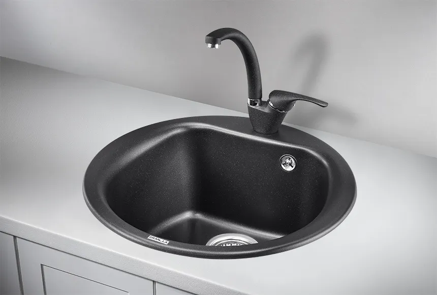 5101, ШВАРЦ (чёрный металлик), кухонная мойка, кварц GRANULA 5101-ST47