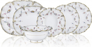 10676170 Royal Crown Derby Сервиз столовый Royal Crown Derby Роял Антуанетта на 6 персон 21 предмет, фарфор Фарфор костяной