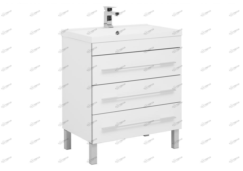 Тумба с раковиной Aquanet Верона NEW 75 белый (напольная 3 ящика) 0017825400204118