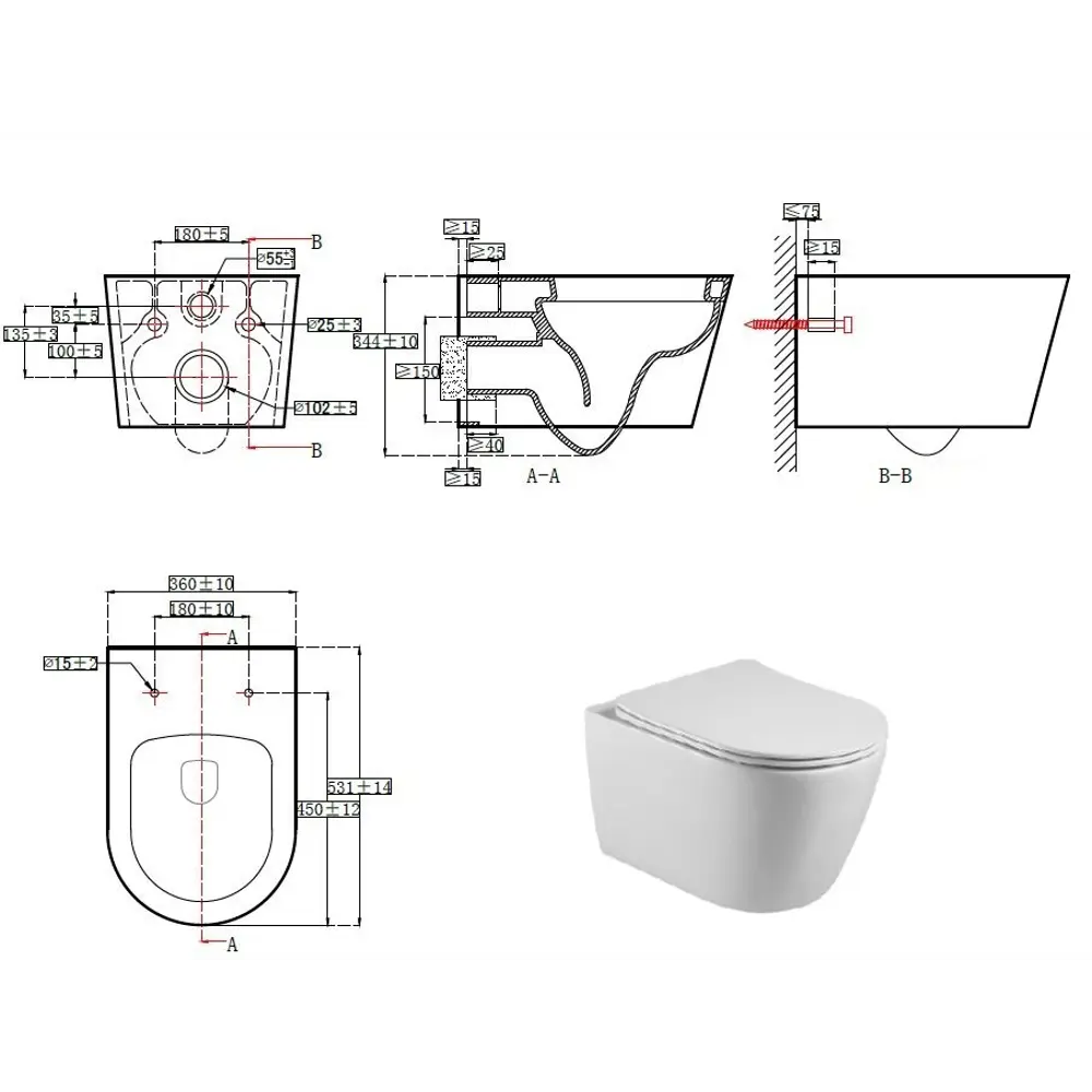 Комплект инсталляция Grohe Rapid SL 39501000 с унитазом Aquatek Бетта AQ1253W-00 безободковый с микролифтом клавиша цвет хром 88878367 STLM-2085517 - Вид №6