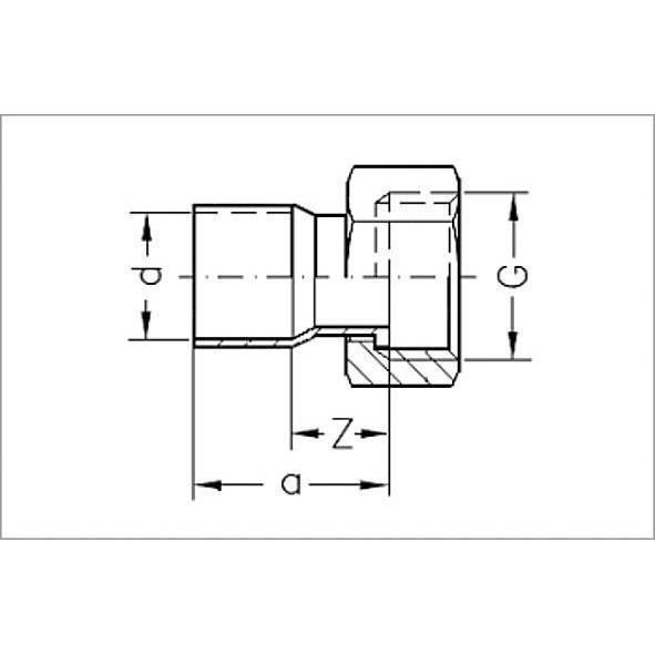 153591612 SANHA 5359G переход ВП-ВР, с накид- ной гайкой, медь 16x1/2 мм  - Вид №1