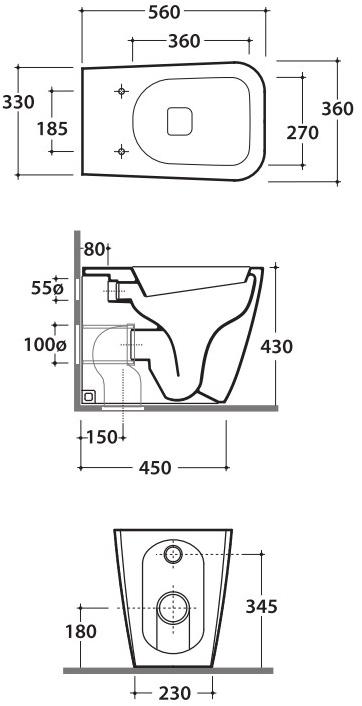 St004/002/001-ss002 Приставной унитаз напольный Белый Ceramica Globo STONE Италия - Вид №8