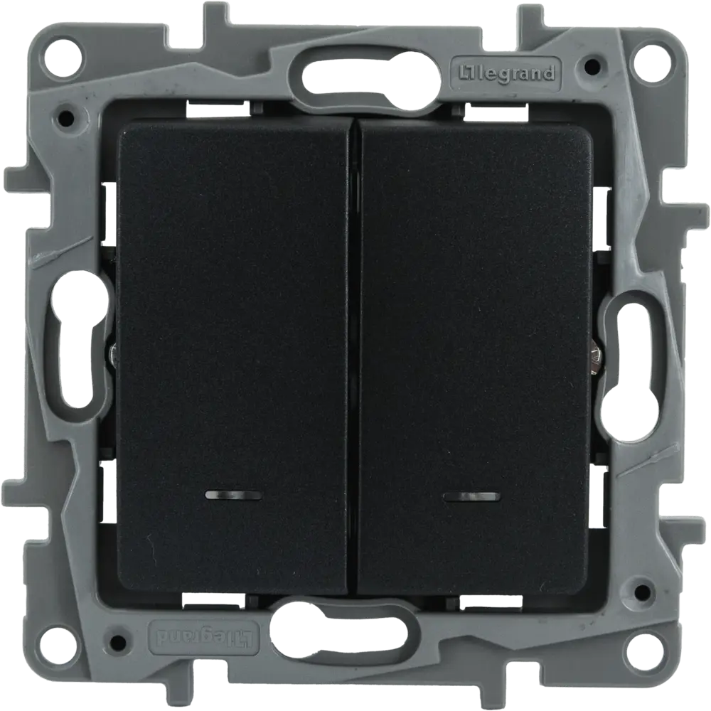 Legrand Etika — выключатель двухклавишный с подсветкой, антрацит 82496729 STLM-0028734 - Вид №1