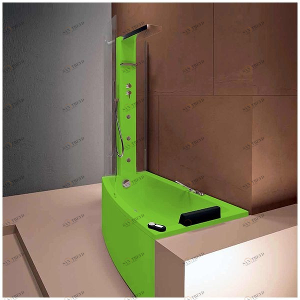 Ванна с кабиной Gruppo Treesse Asyx Box Top VTL-V8261-B8220-DX-S угловая салатовая правосторонняя VTLV8261B8220DXS