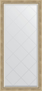 BY 4261 Зеркало с гравировкой в багетной раме - состаренное серебро с плетением 70 mm EVOFORM Exclusive-G