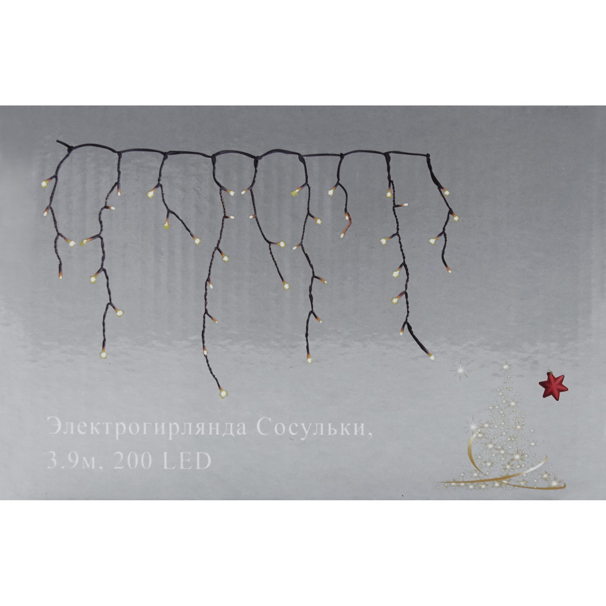 82185368 Электрогирлянда наружная «Занавес» 3.9 м 200 LED тёплый белый Santreyd  - Вид №2
