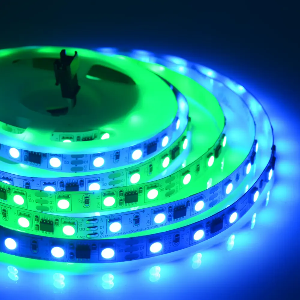 Светодиодная лента адресная SMD 5050 60 диод/14.4 Вт/м 12 В 10 мм IP20 2 м RGB белая подложка APEYRON STLM-2168943 - Вид №5