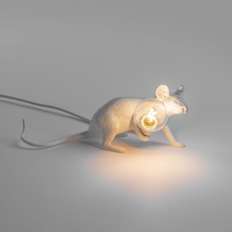 Светильник настольный Mouse Lamp Lie Down, белый Seletti 14886 - Вид №1