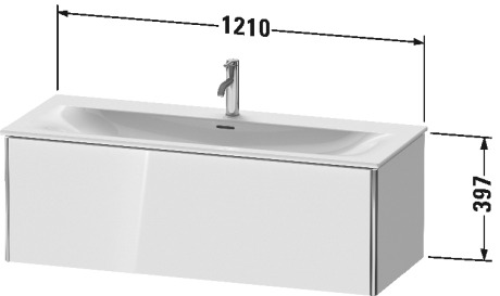 XS422608989 Тумбочка подвесная XSquare #XS4226 1210 x 478 мм Фланелево-серый глянцевый лак Duravit - Вид №1
