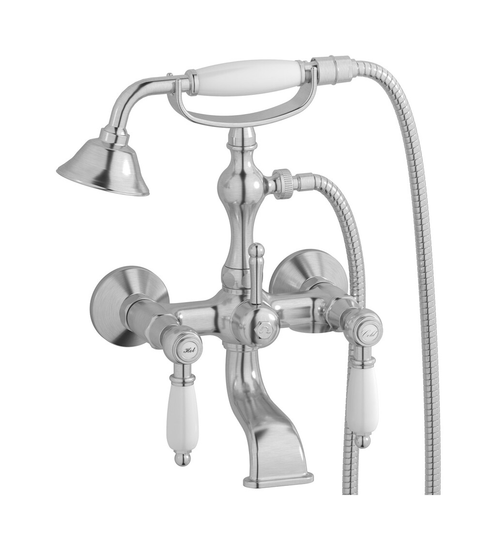 Настенный смеситель для ванной в комплекте с душевым гарнитуром WE ARE IB hl250ss_2 Brushed Nickel Hermes