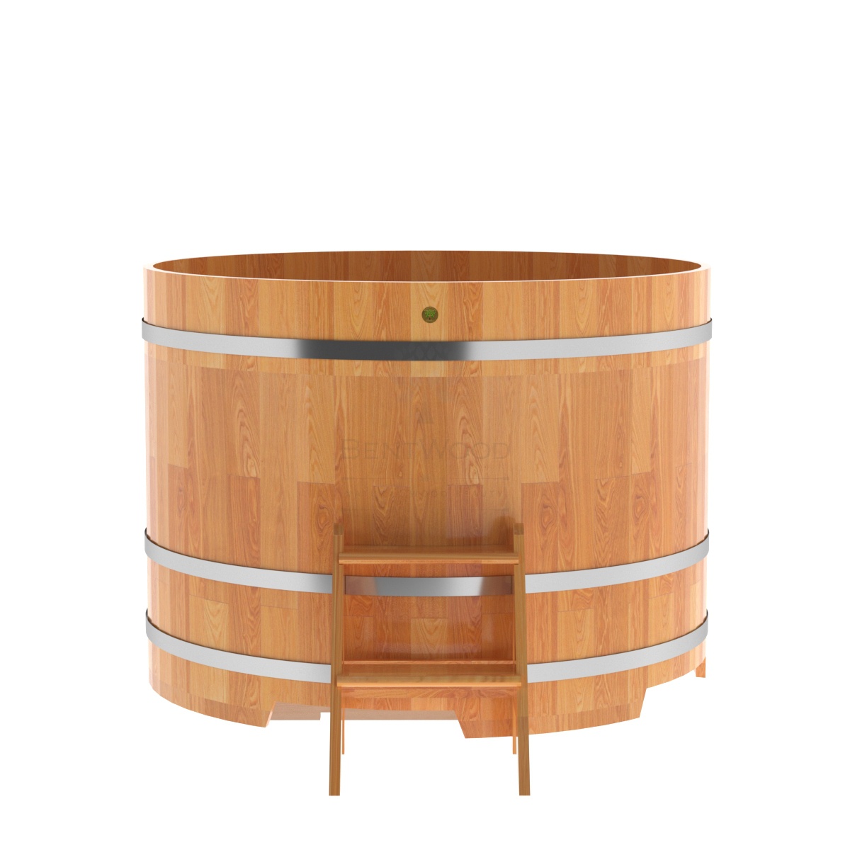 1521 Купель круглая из сращенных ламелей лиственницы d=1,50х1,1 натуральная Alyarus  - Вид №3