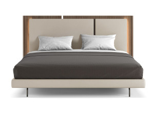 Деревянная двуспальная кровать со встроенным освещением