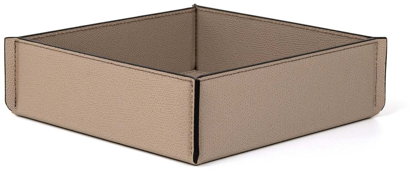 Leslie Valet Поднос - 20X20XH6 см / тканая кожа_кремовый